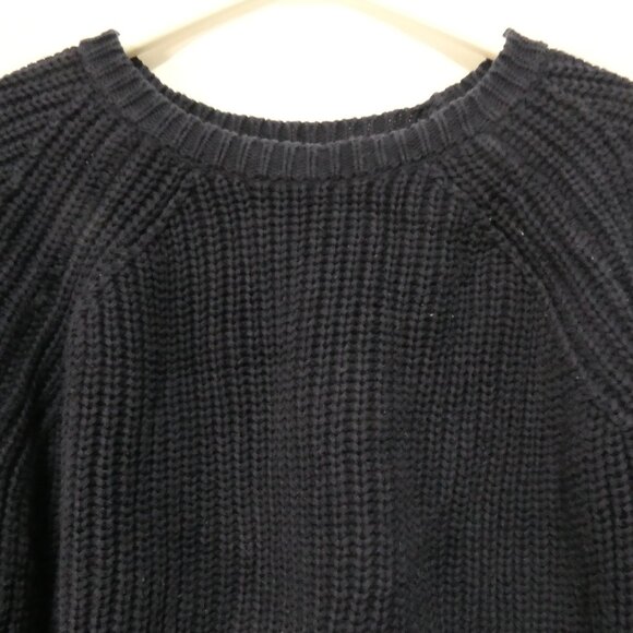 525 AMERICA | small | Navy Blue Cotton Chunky Knit Crewneck Sweater - Picture 1 of 16